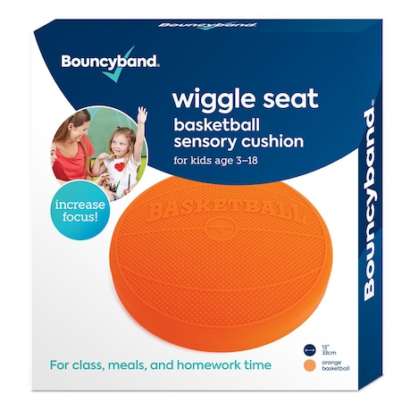Bouncybands Wiggle Seat Sensory Cushion, Orange Basketball WSSBAOR